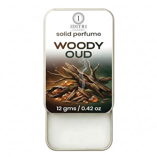 Image of Solid Perfume Woody Oud | Green Oud | Alcohol Free Wax Perfume Balm, Long Lasting Pocket Fragrance Tin 12g, Non Greasy Smooth Glide, Travel Friendly | perfect for gifting | Travel Carry