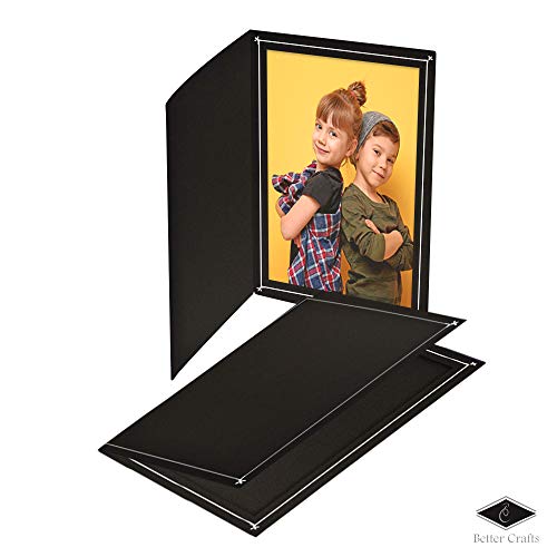 Cardboard Photo Folder 5x7 (100 Pack) - Black Card Folder with Nice Silver Design- Great for Wedding Pictures, Baby, Graduation, Friends and Many More!