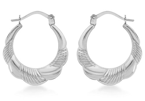 Boucles d'oreilles créoles Carissima Gold en or blanc 9 carats et verre élégant