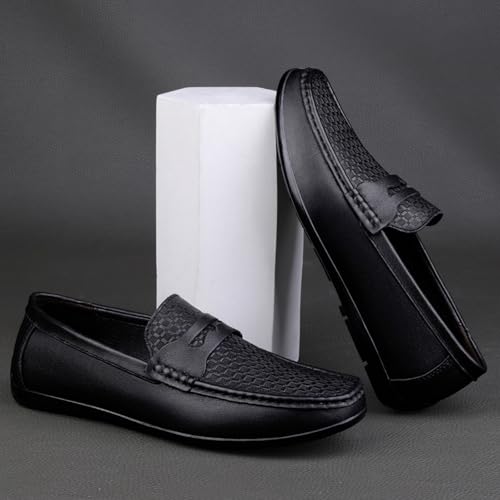 Men's Genuine Leather Slip - on Shoes, with Delicate Weave Design, Soft Texture and Comfortable Fit for Everyday Use2