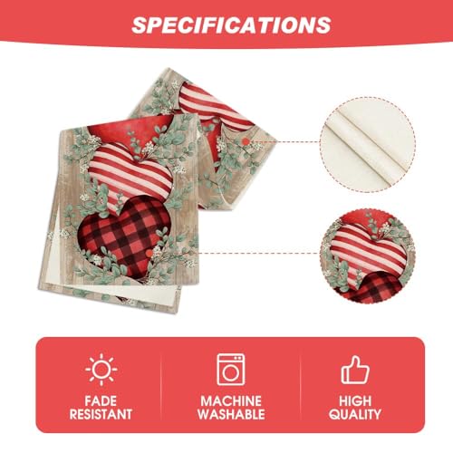 Artoid Mode Wood Eucalyptus Hearts Valentine's Table Runner, Anniversary HoliKitchen Dining Table Decoration for Home Party Decor 13x36 Inch