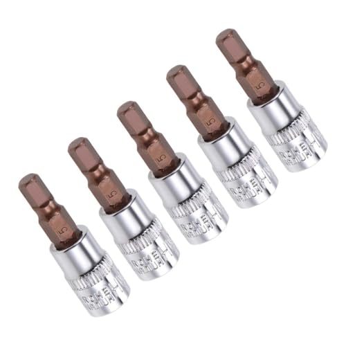 Image of TA-VIGOR 5Pcs Hex Bit Socket, 1/4" Drive x H5 (5mm) Allen Key Socket, Premium S2 Steel Bits, Hex Bit with 38mm Length for Ratchet Wrench, Torque Wrench, Slide Bar, Impact Power Drills