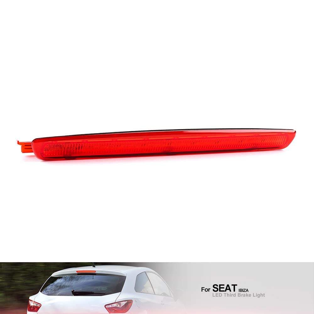 Lentille rouge LED rouge 3eme troisième feu stop pour Seat Ibiza 6J 6P Leon MK2 Feu stop central feux arrière OEM # : 6J0945097A 6J0945097B