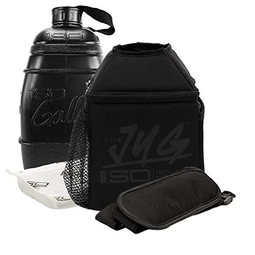 ISOJUG COMBO Insulated, One Gallon Water Jug Holder (Blackout) Made in USA AND ISOGALLON HD Blackout 1 Gallon Jug, Durable, BPA FREE, UL Certified Impact Resistant - includes ISOBRICK & Shoulder Strap