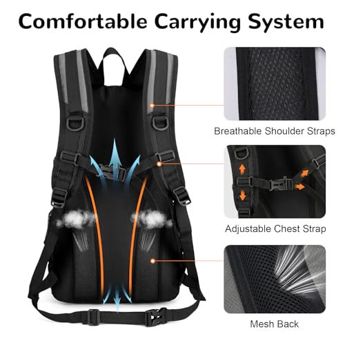 Mochila para senderismo impermeable 30L con correa para pecho gris miniatura 4