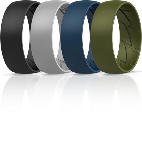 Image of ThunderFit Silicone Rings for Him and Her, Rubber Engagement Bands Unisex - 1 /4 /5 /7 /8 Variety Multipack