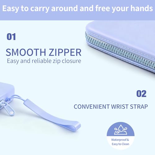 Image of Silicone Period Bags, Set of 2 Blue Tampon Holder for Purse with Zipper & Handle, Sanitary Napkin Storage Bag for Purse, Keeping Discreet Feminine Products