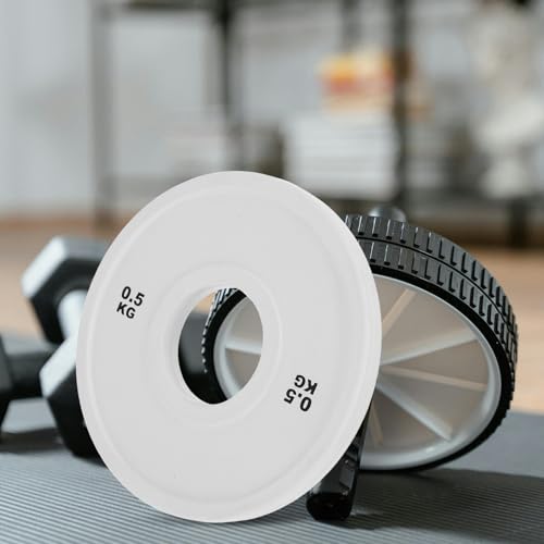 Plaques de poids caoutchouc blanc ouverture large musculation force - 5