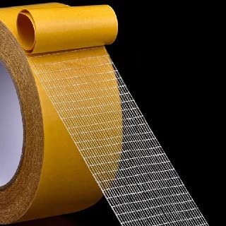 YAVRIXZ Double Sided Carpet Tape Heavy Duty, super Strong Sticky Tape for Carpet, Non Slip Waterproof Removable Mesh Grid Suitable for Hardwood Floors, mats,Wall Hanging,Paste Decoration 3Cm X 20M (CARPET ADHESIVE YELLOW TAPE (20M))