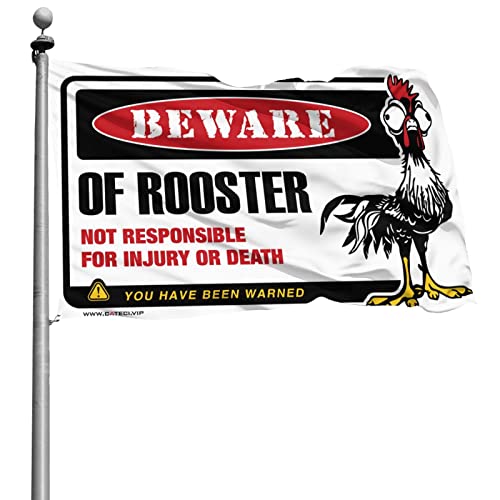 Drapeau de porche vintage grand format avec panneau avertissement poulet humour