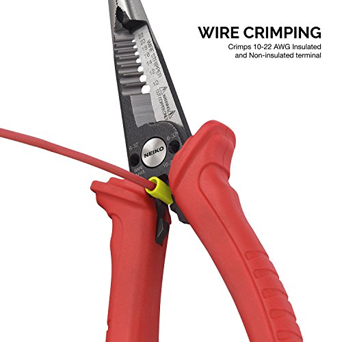 NEIKO Ferramenta de serviço de fio 6 em 1 02038A | 21,5 cm de comprimento | Pinça, crimpador, descas
