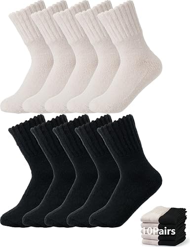 BomKinta Women's Boot Socks - Thick Boot Solid Crew Socks - Warm Cozy Soft Calf Sock 10 Pairs Size 5-11