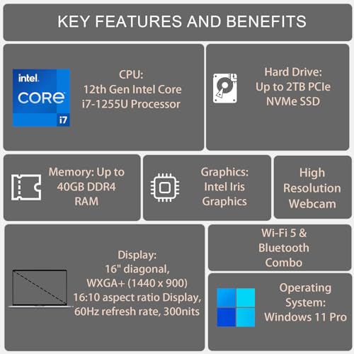 ASUS Vivobook 16 Business Laptop, 16 pulgadas FHD+, Intel Core i7-1255U miniatura 6