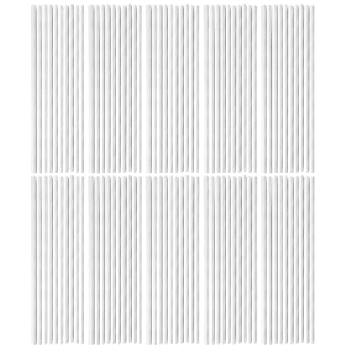 100 pitillos desechables de papel biodegradables blancos rayados miniatura 1