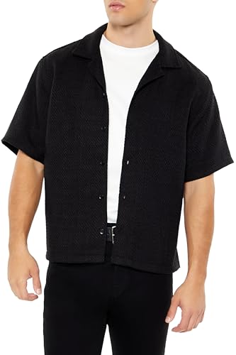 Forever 21 Men's Boxy Cropped Boucle Shirt