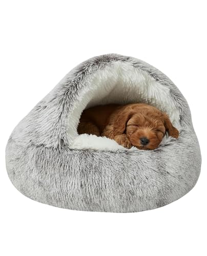 Olvys Dog Bed Dog Bed with Cover Cave Dual Comfort Design Pet Bed for Small/Medium/Large Cats and Dogs Anxiety Relief Durable & Chew-Proof Improves Sleep & Behaviour (Coffee 15in)