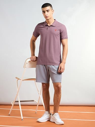 Image of TECHNOSPORT Mens Slim Fit Self-Design Half Sleeve Polo T-Shirt for with Matpiq for Sports and Regular Uses
