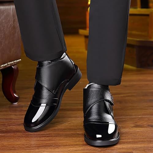 Men's Warm Cotton-Lined Leather Dress Shoes with Thick Fur, High-Top Slip-Resistant Ideal for Business Casual & Winter Wear, Comfortable for Men4