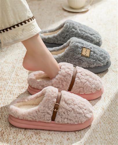 Rungion Women's Winter Warm Fuzzy Slippers Plush Fleece-Lined House Shoes for Men Anti-Slip Indoor/Outdoor Slides3