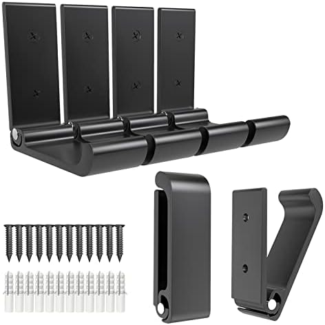 AUHSSAN 6Pcs 3'' Folding Coat Hooks Black Foldable Hooks Aluminum Alloy Wall Hooks Headphones Holder Wall Mounted with 12pcs Screws Set for Hanging Coats, Bags, Hat, Towel, Keys
