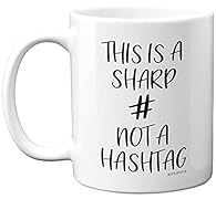 MAKE THEM GIGGLE ON THEIR SPECIAL DAY: If you are looking for music teacher presents for her, him or guitar mugs for men then look no further. This exceptional quality mug bears the wording - This Is A Sharp Not A Hashtag - It's bound to make them la...