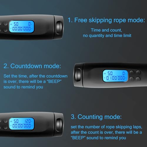 Uten Cuerda para Saltar, con Temporizador y Contador de Calorías, Cuerda para Saltar Inalámbrica, Longitud Ajustable, 3m, Mango Antideslizante, para Fitness, Entrenamiento - Imagen 5