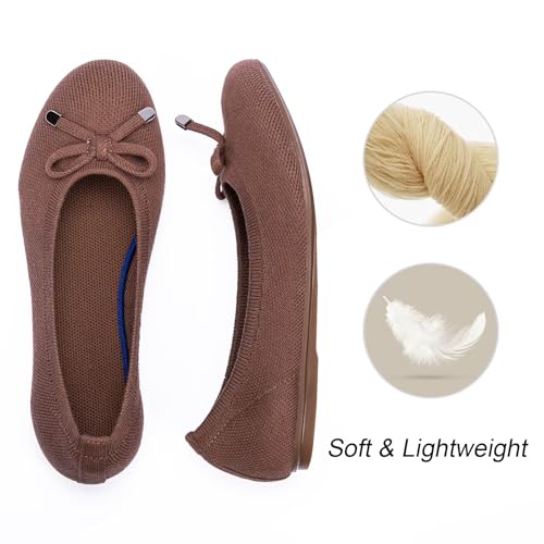 Image of Frank Mully Women's Ballet Flat Shoes Knit Dress Shoes Round Toe Slip On Ballerina Flats for Woman Low Wedge Comfort Soft