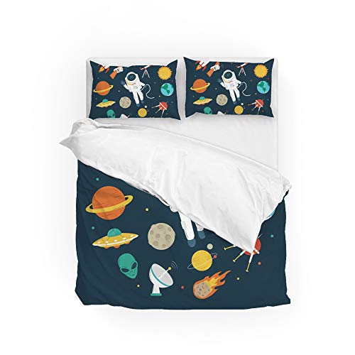 Parure de lit satellite anti-plis en polyester doux housse et taie