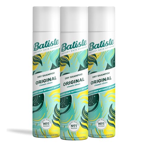 Batiste Dry Shampoo Original 200ml, Fresh & Clean Fragrance, No Rinse Spray to Refresh Hair in Between Washes (Pack of 3) option