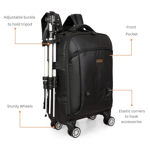 Image of Kamron T - 3 Professional Camera Trolley Backpack, 50L Capacity, Fits 14-inch Laptop, Multiple Compartments, Water Resistant, Black
