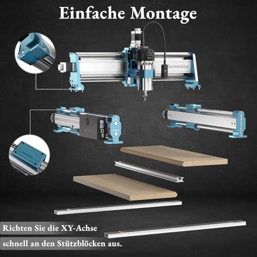 Genmitsu CNC-Fräsmaschine 4040-PRO MAX zum Fräsen von Holz, Metall und Acryl, GRBL-Steuerung, 3-Achsen-Graviermaschine mit 710-W-Trimmer und Linearschienenantrieb