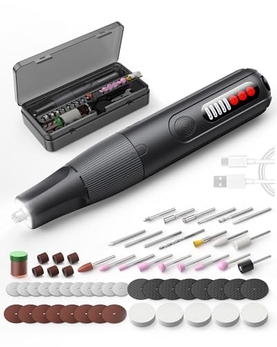 ZoCCee Multifunktionswerkzeug Akku, 8V mini Rotationswerkzeug, 5 Variable Drehzahl, LED-Licht, Werkzeugakkus mit 62 Zubehörteile zum Schleifen, Polieren, Bohren, Gravieren, Schneiden, LED-DIsplay