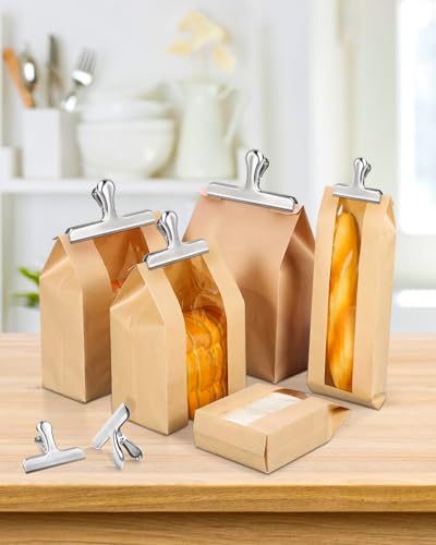 Caianwin 4 Stück Verschlussklammern Groß 119mm Metallklammern Clips für Tüten, Lebensmittel und Foto für Haus, Küche, Schule und Büro