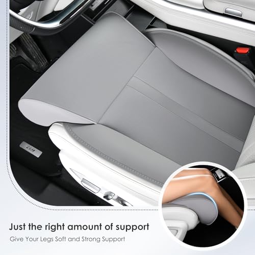 Image of FLORICH Car Seat Extender Leg Support Cushion for Driver Seats Office Chair, Leather Widened seat Cushion for Long Drivers Universal Car Seat Cushion Legs Rest Pads-Grey