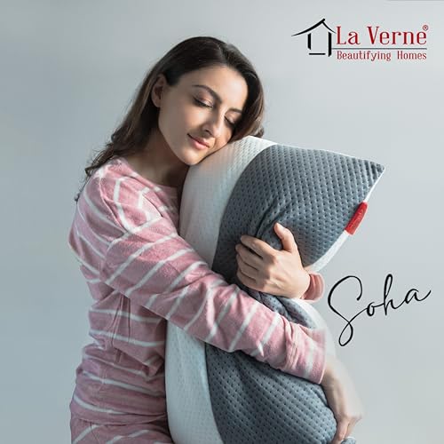 Image of LA VERNE Microfiber Virgin Microfibre Blown Technology Filled Luxurious Anti Bacterial Cloth Sleeping Pillow Pack of 2 (27X16 Inch) (Multi)