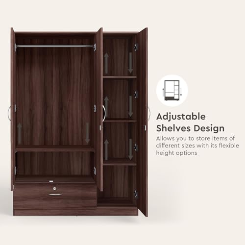 Image of Interio by Godrej Wardrobe, EWA 3-Door Engineered Wood Wardrobe with Mirror