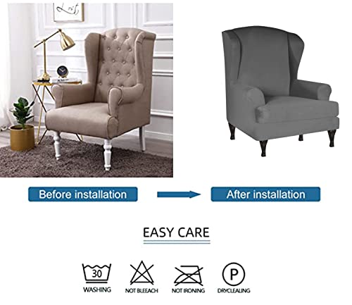 Funda elástica para sillón orejero protector elástico lavable morado 5