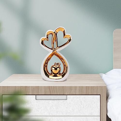 Escultura moderna de cerámica forma de corazón blanca 11.4 pulgadas miniatura 7