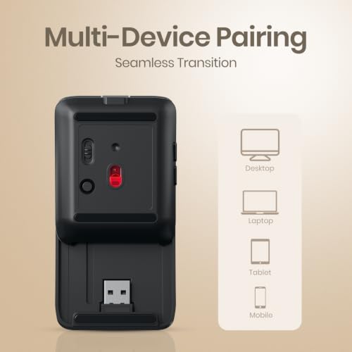 Image of Portronics Toad Fold Wireless Bluetooth Mouse with Dual Wireless (BT + 2.4 GHz), Foldable Mouse, Rechargeable Battery, Multi-Device Pair, Up to 3200 DPI Sensitivity (Black)