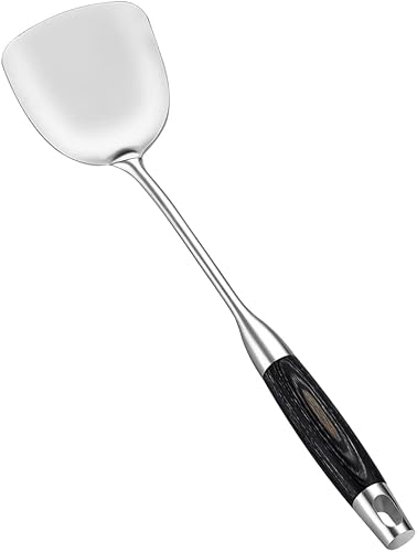 Utensilios de cocina Espátula de metal Wok 188 304 espátula de acero inoxidable con mango de madera resistente al calor, plata15.5 pulgadas disponible en Yaxa Peru