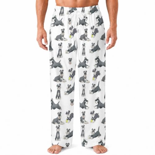 SJWJUO Schnauzer Mens Pajama Pants Lounge Pants PJ with Pockets M