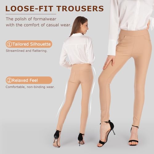Image of Ginasy Dress Pants for Women, Pull-On Business Casual Leggings | Classic Colors; High-Rise Tummy Control; Stretch Knit Fabric; Pull-On Fit with Functional Pockets
