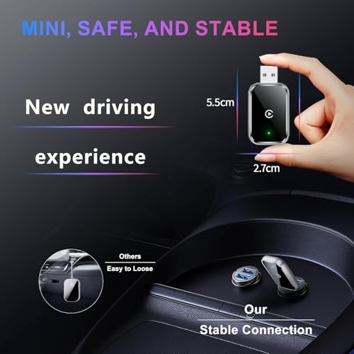 Image of Wireless carplay Adapt for iPhone(IOS10+).Phone-Car Connectivity.Wired to Wireless Smart car Machine Interconnection abox. Mini Size with Extended USB-A and Type-C