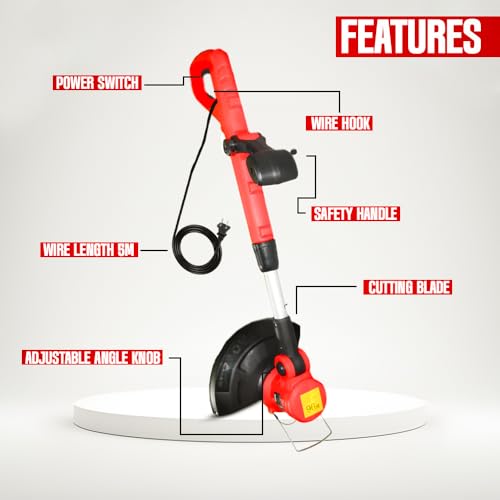 Image of OMADA Corded Electric String Trimmer /Grass Trimmer with 5m Cable Length 380W 12000RPM, Lightweight Brush Cutter Tool 25cm Cutting Width I TOP Customer Service