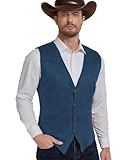 Century Star Blue Cowboy Vest Men - Cowboy Costume Men Western Suit Vest Casual Dress Wedding Waistcoat Pirate Vintage Renaissance Halloween Costumes X-Large