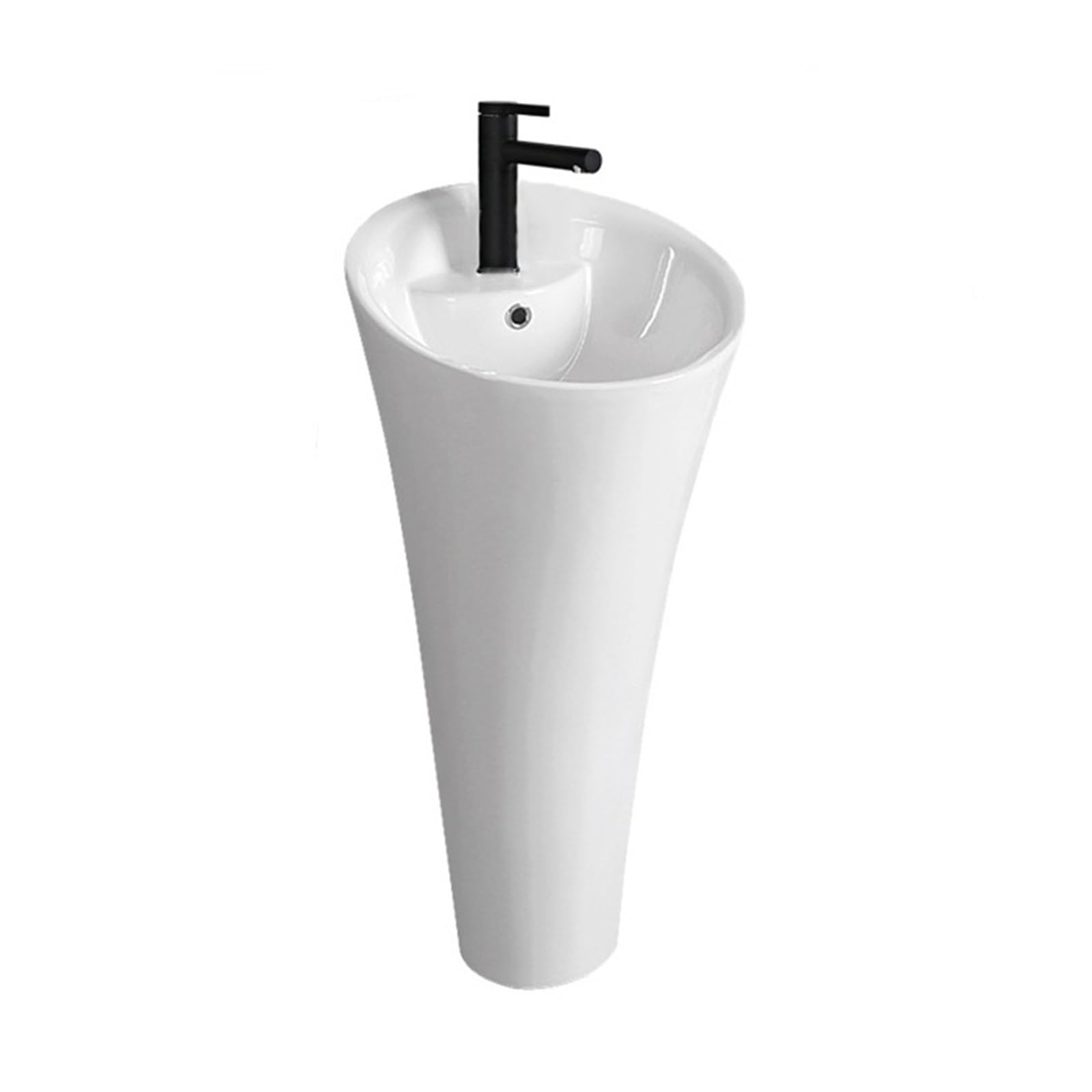 Pedestal Sink, One piece Pedestal Basin with Overflow, Floor Standing Bathroom Vanity with Faucet and Drain kit,for Bathroom(White)