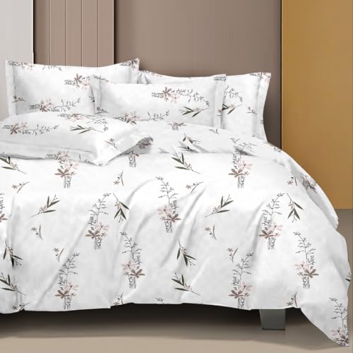 Image of 100% Cotton Bed Sheet for King Size Bed 300 TC, 1 King Size Bed Sheet (108x108 Inches) with 2 Pillow Covers, Premium Bedsheet for Double Bed King Size (Orchid Glow)