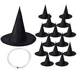 CGIYYAR 15 PCS Halloween Witch Hats, Black Witch Party Accessories, Hanging Wizard Hat Party Decorations for Halloween Decorations Outdoor or Indoor