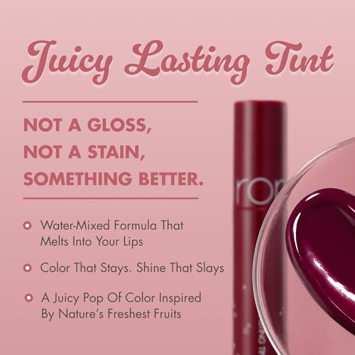 Image of rom&nd Juicy Lasting Tint PLUM COKE - V1 | K-Beauty Deep Berry Lip Stain | Hydrating, Non-Sticky Glossy Finish | Long-Lasting Plump Effect for Cool Undertones