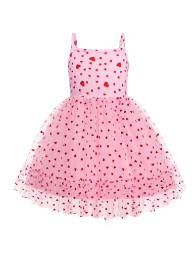 Arshiner Toddler Girls Tutu Dress Pink Tulle Birthday Princess Dresses Fancy Heart Outfit Summer Clothes 3t